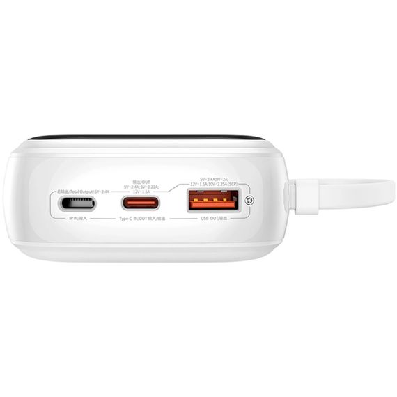 УМБ Baseus Qpow Pro+ 20000mAh 22,5W,1xLightning,1xUSB-A,1xType-C,with built-in USB-C Cable White | Зображення 6