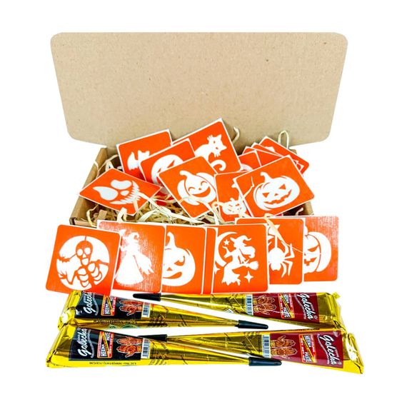 Набор для био-тату "Хэллоуин - хна" set-halloween-henna 18 трафаретов 5х5 см