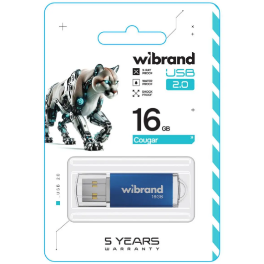 Флешка 16Гб USB 2.0 блакитний Cougar Wibrand | Зображення 1