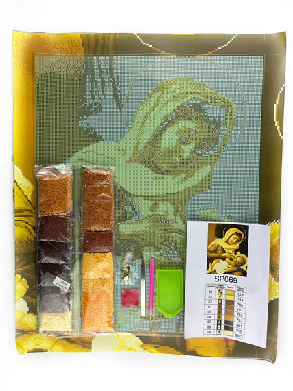 Алмазная мозаика Икона Кормилица в золотистом цвете 40х50 см ColorArt SP069 | Зображення 1