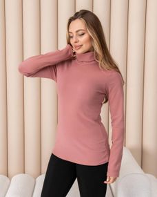 Женская теплая водолазка-гольф полушерсть на термо флисе цвет персиковый размер 50 DM09.09