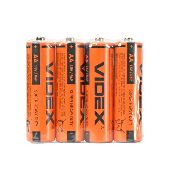 Батарейка сольова Videx R6P/AA 4шт SHRINK | Зображення 1