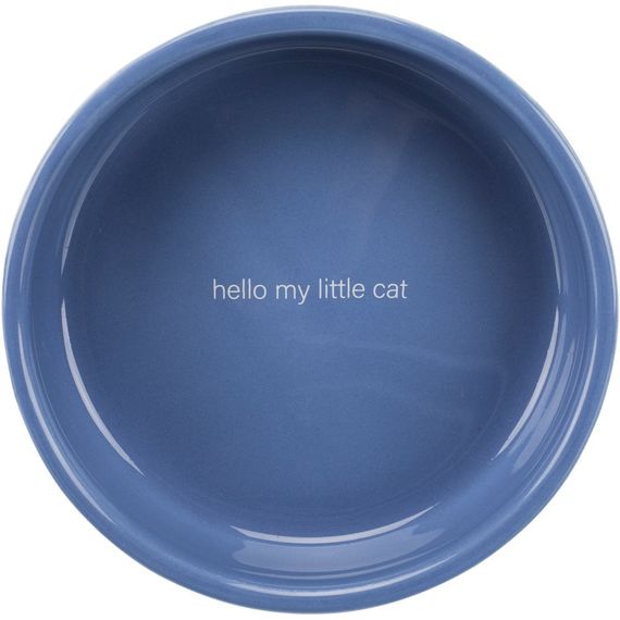 Миска Trixie для котів короткомордих порід Hello my little cat синя/біла керамічна 15 см 300 мл | Зображення 1