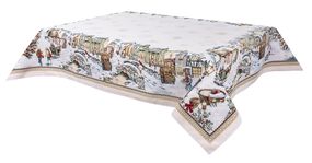 Скатертина гобеленова BENASK BLANCO Limaso, 137x220, Прямокутна, Новорічний, Без люрексу, з мікрофібою, 80% поліестер, 15% бавовна, 5% акрил, Гобелен