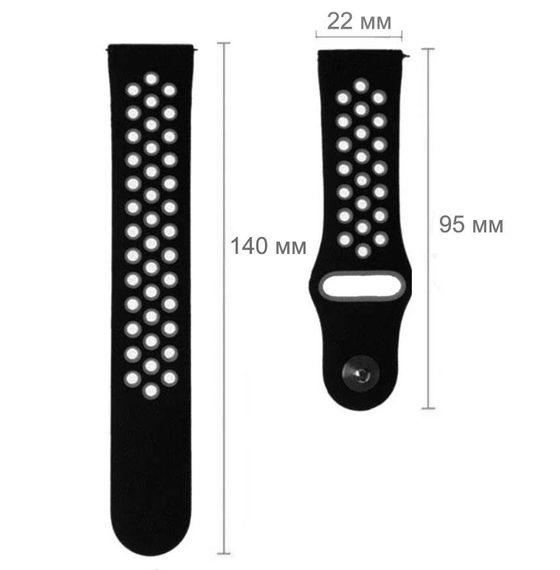 Спортивний ремінець Primolux Perfor Sport з перфорацією для годинника Amazfit Pace Smart Sport Watch - Black&Grey | Зображення 4