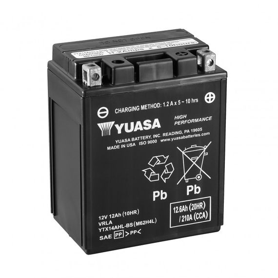 Аккумулятор МОТО Yuasa 12V 12,6Ah High Performance MF Battery AGM YTX14AHL-BS(сухозаряжений)