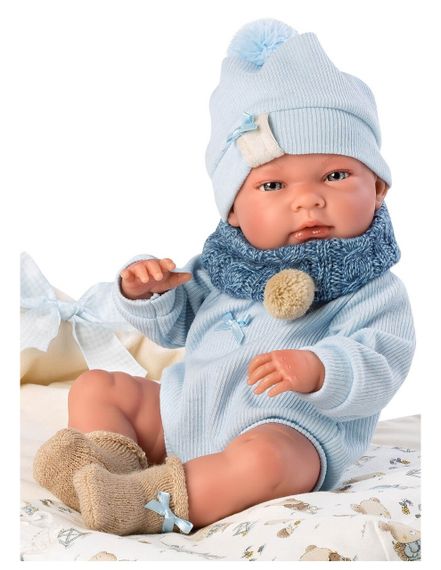 Велика Вінілова Іспанська Лялька Немовля Llorens Новонароджений Хлопчик Пупс 40 см в Прогулянковому Конверті Ллоренс | Зображення 4