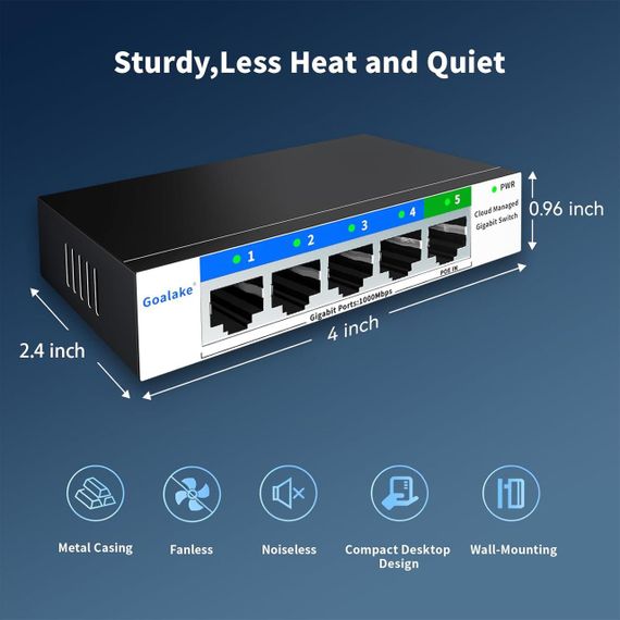 Керований мережевий комутатор Goalake GS105 V1 з 5 портами Gigabit і підтримкою хмарного керування | Зображення 1