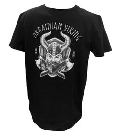 Футболка 4Profi з принтом "Ukrainian Viking"  чорна размір XL