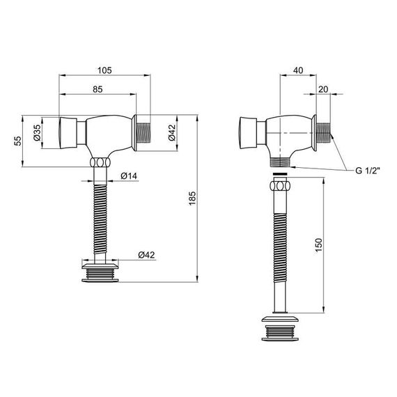Сливной клапан порционный для писсуара Lidz Tech 903 LDTEC903CRM32529 Chrome | Зображення 1