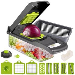 Багатофункціональна овочерізка 14в1, з контейнером, HA-347 / Ручний мультислайсер для нарізки овочів та фруктів