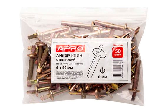 Анкер-клин потолочный Apro - 6 х 40мм (50шт) (TDN6040) | Зображення 1