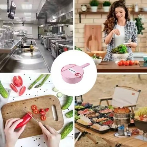 Овочерізка подрібнювач овочів 12 в 1 Multi-Functional Chopper Рожева