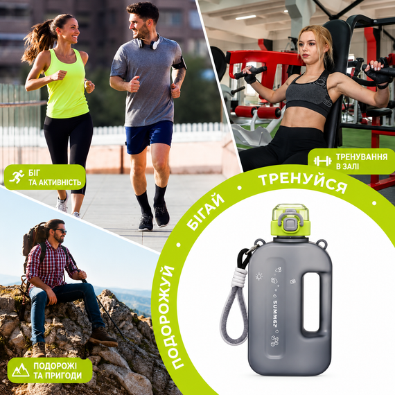 Спортивная бутылка SUMMER (750 мл) - Эко-пластик BPA-free, Черный градиент | Зображення 2