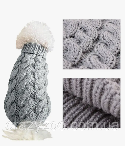 Свитер для собак и котов EcoToys Grey S серый A: 22 см B: 30 см C: 22 см 6954 | Зображення 2
