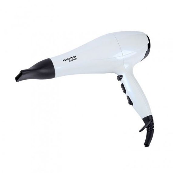 Фен профессиональный для волос с 2 насадками GEMEI GM-105 2400 Вт белый (GM-105) | Зображення 3