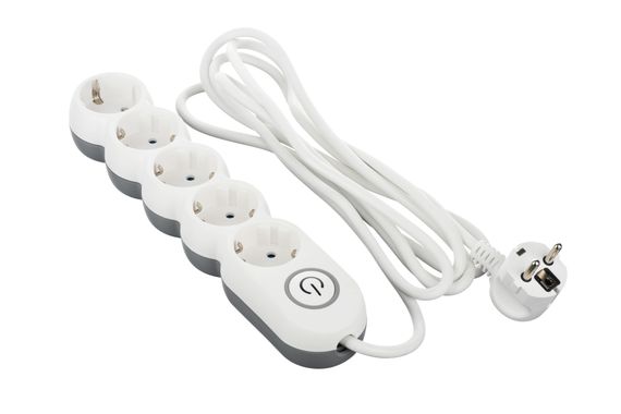 Сетевой фильтр 2Е Plus 5XSchuko с выключателем, 3G*1.0мм, 3м, white (2E-U05VESM3W)