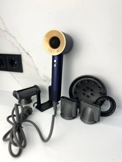 Фен Super Hair Dryer синій з іонізацією та турборежимом 5 насадок