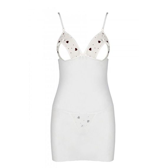 Сорочка з вирізами на грудях, стрінги Passion LOVELIA CHEMISE S/M, white | Зображення 4