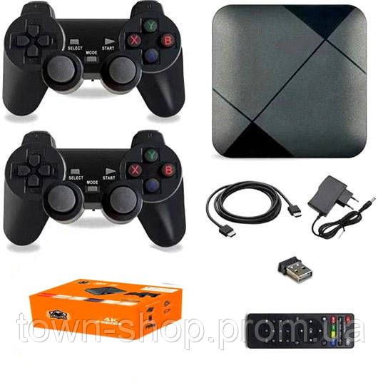 Игровая консоль приставка для телевизора 4K система Android TV 10 4G Wi-Fi HD с двумя беспроводными
