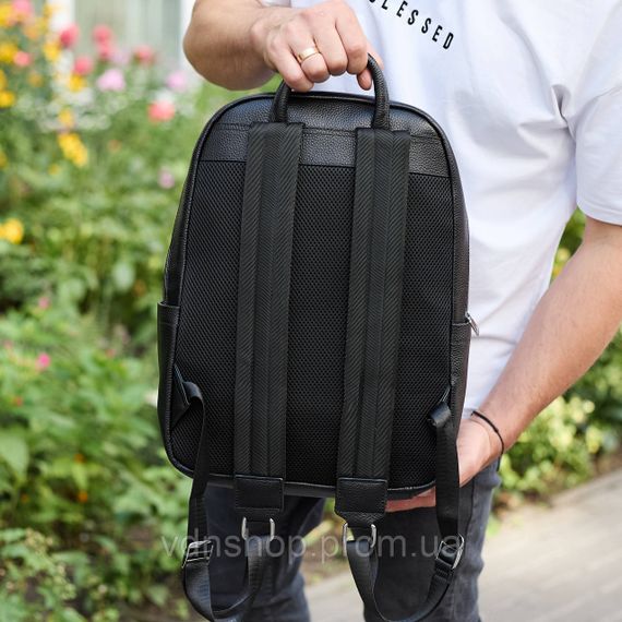 Городской мужской рюкзак из натуральной кожи 41х30х17, сумка для ноутбука и документов, черный | Зображення 7