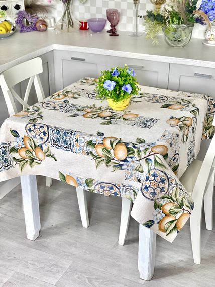 Скатертина гобеленова ALLOVER34395 Limaso, 137х300, Прямокутна, Лимони, З мікрофіброю, 74% поліестер, 23% бавовна, 3% акрил, Гобелен | Зображення 6