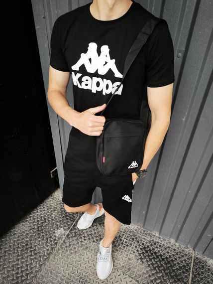 Літній чоловічий комплект Kappa футболка + шорти + бананка/сумка (барсетка) | Зображення 2