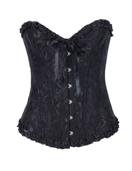 Корсет з квітковим принтом Star Night Corset Top з гачками та шнурівкою, чорний, M | Зображення 7