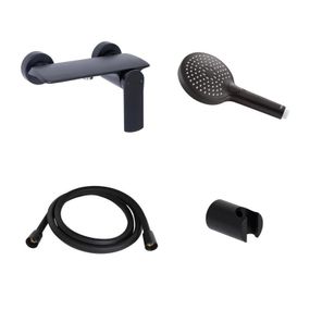 Акційний набір Qtap: Змішувач для душу Slavonice QTSLA266BLM45908+Лійка Rucni QTRUCA120O3KBB+Шланг Hadice