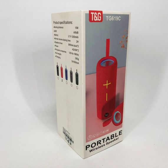 Портативна Bluetooth колонка TG619C FM-радіо USB/TF з ремінцем, гучна блютуз колонка. Колір: червоний | Зображення 2