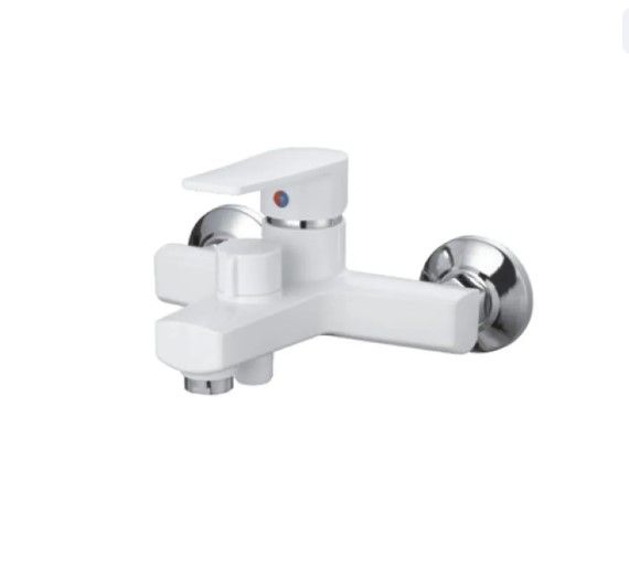 Змішувач для ванни Plamix OSCAR-009 EURO SET WHITE (зі шлангом, лійкою та кронштейном) (PM0699)