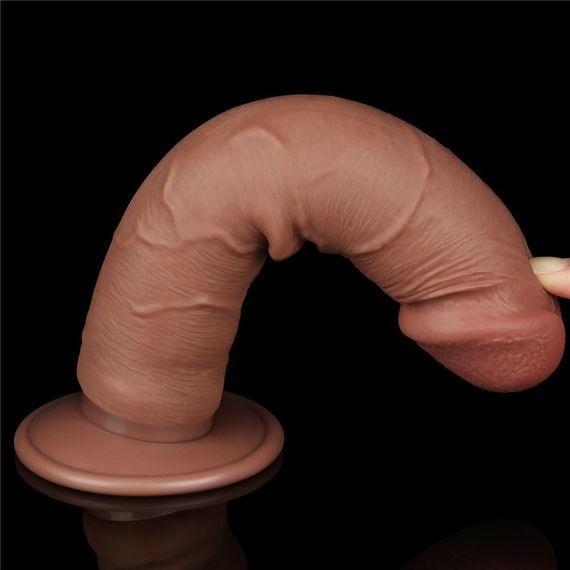 Фалоімітатор 8'' SLIDING SKIN DUAL LAYER DONG BROWN Sex Aura | Зображення 5