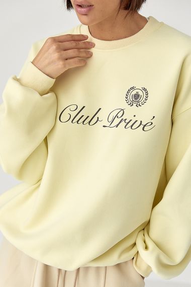 Утеплений світшот із написами - лимонний цвет, ONE SIZE (є розміри) | Зображення 2