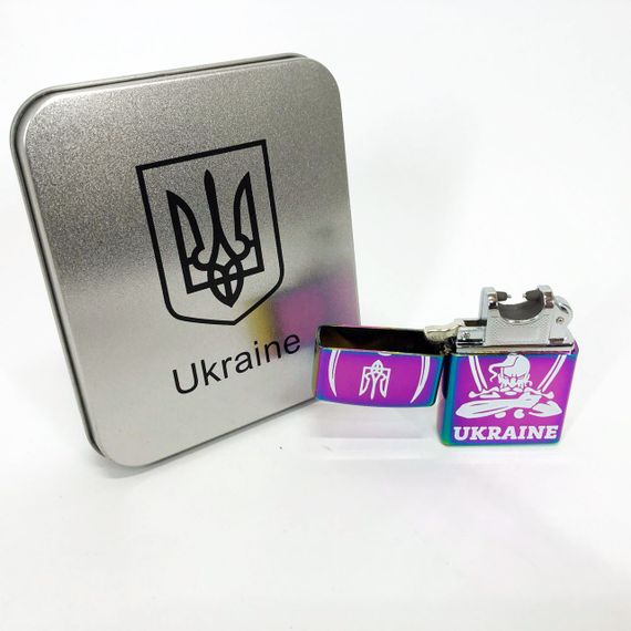 Дугова електроімпульсна запальничка USB Україна (металева коробка) HL-449. VF-976 Колір: хамелеон | Зображення 5
