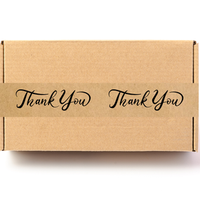 Скотч этикетка крафт "Thank You 03", 50х294 мм (100 шт/рулон) с принтом, самоклеющаяся Viskom