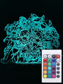 Акриловий світильник-нічник з пультом 16 кольорів Genshin 4 tty-n000931