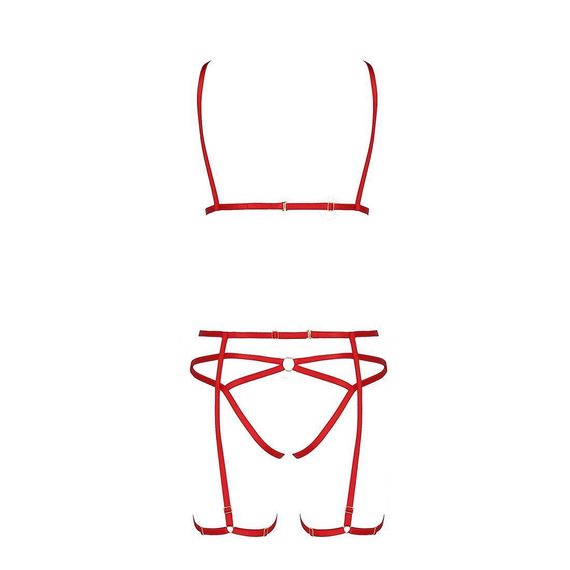Комплект білизни Passion Exclusive MAGALI SET OpenBra XXL/XXXL, red, стрепи, ліф, трусики і пояс Sex Aura | Зображення 4