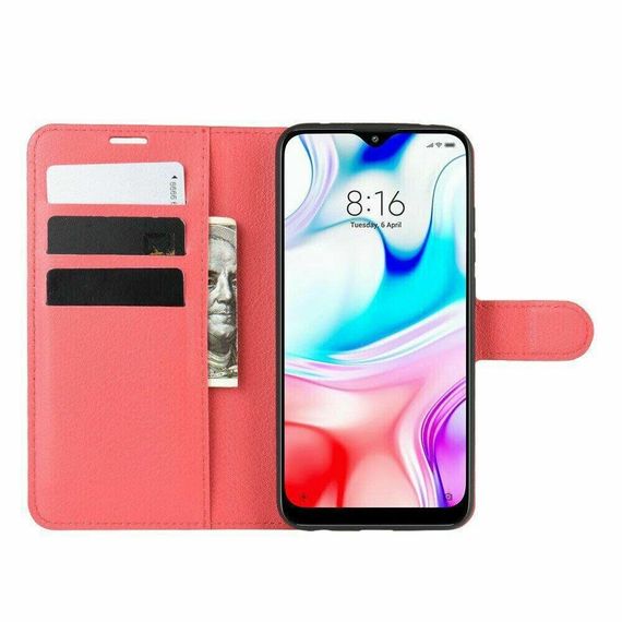 Чохол книжка с карманами для карт на Xiaomi Redmi 8 колір Червоний | Зображення 1