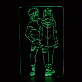Акриловый светильник-ночник Наруто и Хината зеленый tty-n000231