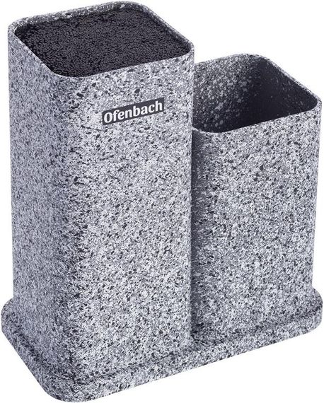 Підставка-колода Ofenbach Grey Marble для кухонних ножів 21х12х23см, подвійна