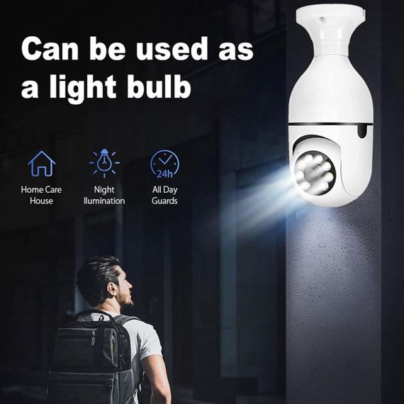 Беспроводная WiFi камера SH-RuiDu, панорамная камера безопасности в виде лампочки с двусторонней связью | Зображення 8