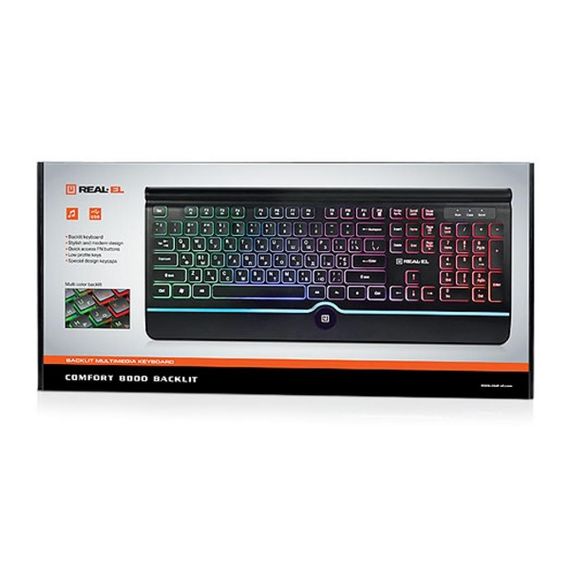 Клавіатура REAL-EL 8000 Comfort Backlit Black | Зображення 1