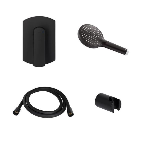 Акційний набір Qtap: Змішувач для душу Slavonice QTSLA267BLM45903+Лейка Rucni QTRUCA120O3KBB+Шланг Hadice