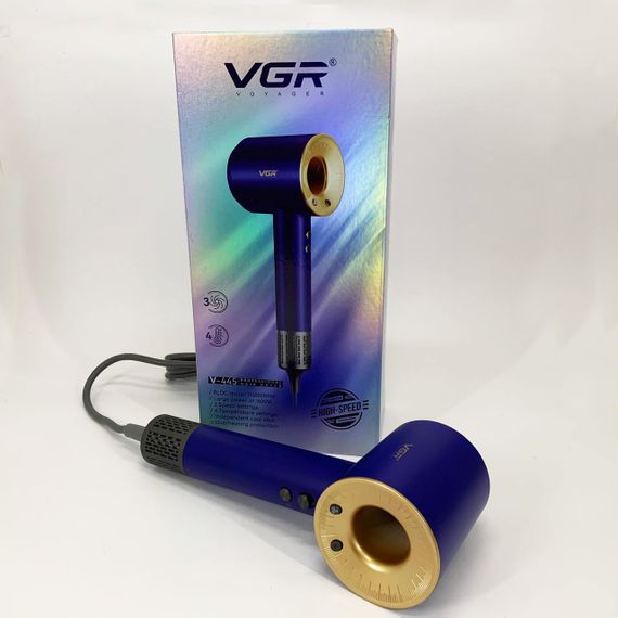 Фен професійний VGR V-445 BLUE, 3 рівні обдування, 4 рівні температури, 1600 Вт | Зображення 8