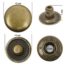 Застібка Альфа 15 мм Антік 30 шт (213659)