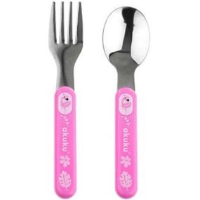Набор детской посуды Akuku столовых приборов, розовый (A0101)