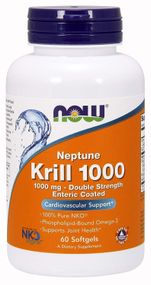 Масло криля Neptune, Krill, Now Foods, двойная сила, 1000 мг, 60 капсул
