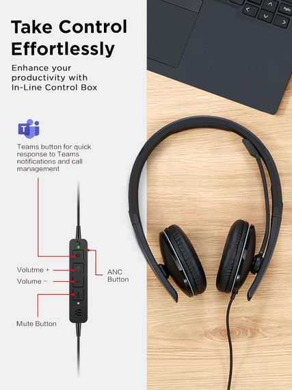 Гарнітура Lenovo Wired ANC Headset Gen 2 (Teams) 4XD1M45627 | Зображення 2