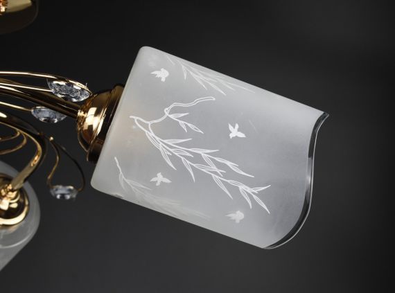 Люстра стельова на 3 лампочки 25567 Золото 23х54х54 см. | Зображення 2