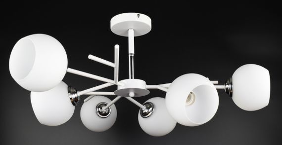 Люстра стельова на 6 лампочок 27075 Білий 34х70х70 см. | Зображення 1